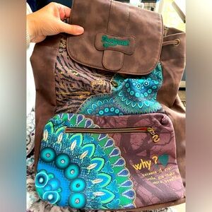 Desigual Leather Backpack with multi pockets 17” x 13” x 5”